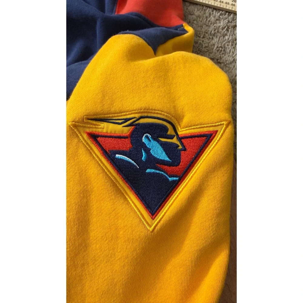 Golden State Warriors Vintage Rare Colorblock Hoodie Mens L Navy Yellow kk11 - Picture 5 of 7